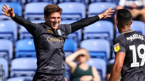 Adam Reach celebrates Sheffield Wednesday's first goal at Reading