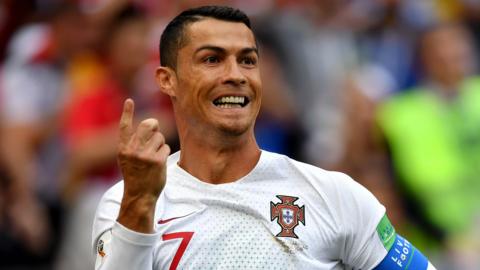 Portugal forward Cristiano Ronaldo celebrates scoring against Morocco at the World Cup