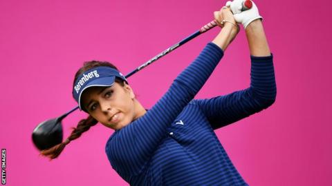 Georgia Hall in second-round action at the Evian Masters