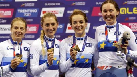 Elinor Barker, Laura Kenny, Katie Archibald and Neah Evans won Team Pursuit gold at the European Championships