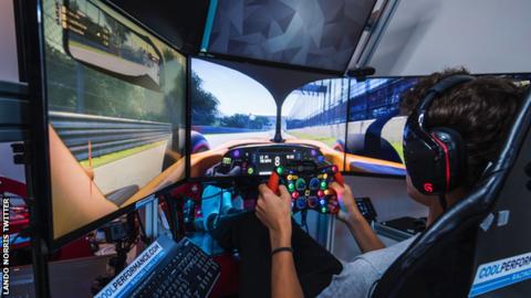 Lando Norris in a test sim