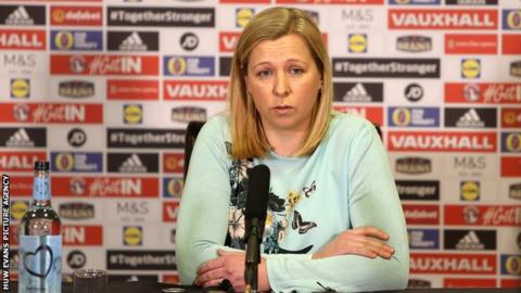 Jayne Ludlow at a top table during press conference
