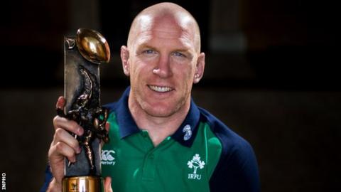Paul O'Connell with the Irish rugby writers award