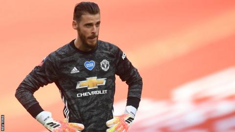 Manchester United keeper David de Gea looks subdued after conceding a goal against Chelsea in the FA Cup semi-final