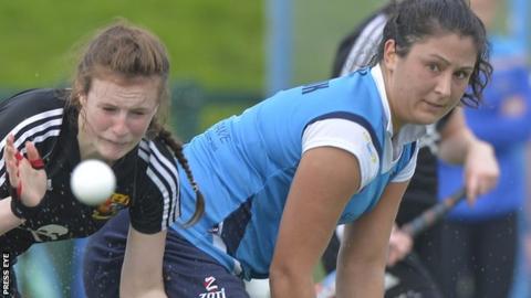 UCC player Emma Barber and Anna Kozniuk of Ulster Elks