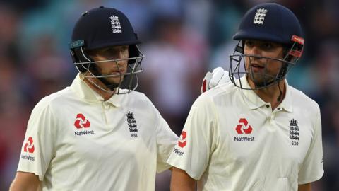 Alastair Cook & Joe Root walk off