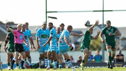 Stuart Hogg thumps over the winning drop-goal for Glasgow Warriors in Galway