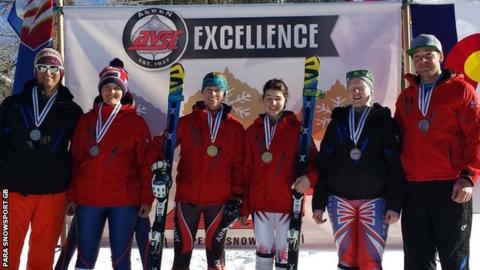 British para skiiers Menna Fitzpatrick, Millie Knight and Kelly Gallagher