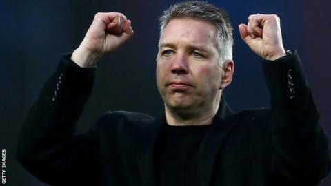 Darren Ferguson celebrates with Peterborough fans