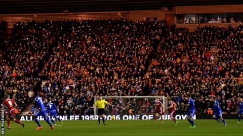 Middlesbrough hold their mobile phones in tribute to Ali Brownlee