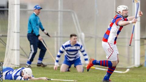 Kingussie celebrate against Newtonmore