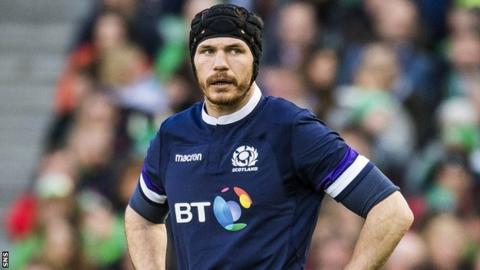 Tim Swinson in action for Scotland against Ireland in this year's Six Nations