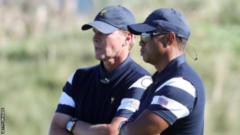 Steve Stricker and Tiger Woods