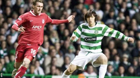 Lee Miller (left) was on the winning side for Aberdeen against Celtic
