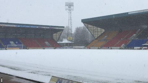 McDiarmid Park is covered in snow