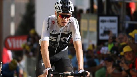 Chris Froome rolls over the finish line during the 2018 Tour de France