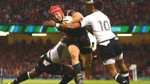 Tyler Morgan against Fiji