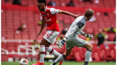 Pierre-Emerick Aubameyang scored his first Premier League goal since 23 February