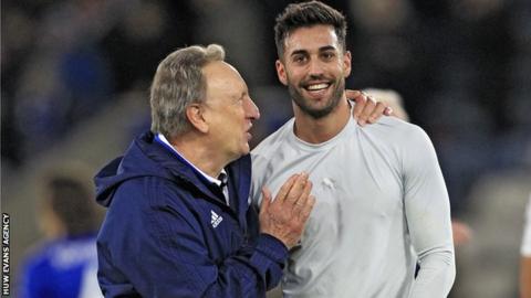 Neil Warnock congratulates Victor Camarasa after his winner at Leicester City on Saturday