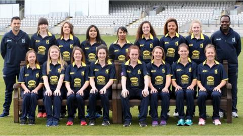 Darren Franklin (back row, far left) will be starting his fourth season in charge of Warwickshire's women's cricketers