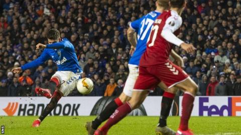 Hagi scored twice in the first leg of Rangers' Europa League last-32 triumph against Braga