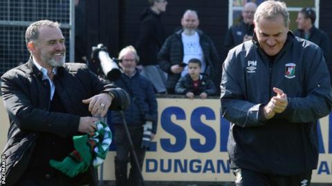 Glens manager Mick McDermott and first team coach Paul Millar