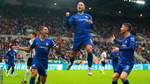 Eden Hazard celebrates