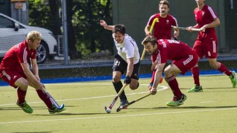 Wales men's hockey team in action