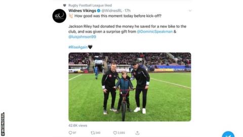 Widnes fan given bike