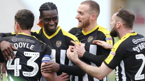 Notts County celebrate at Forest Green