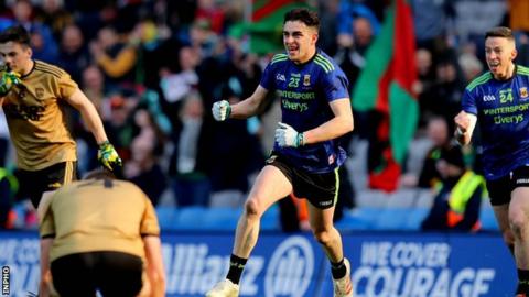 Ciaran Tracey celebrates scoring Mayo's third goal in Sunday's victory over Kerry