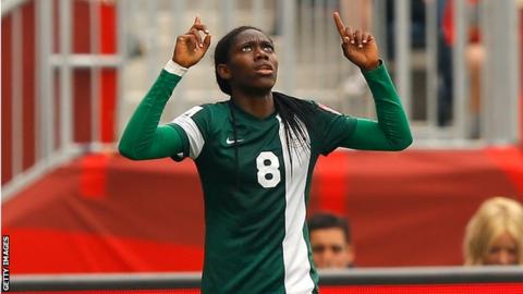 Nigeria's Asisat Oshoala at the 2015 Women's World Cup
