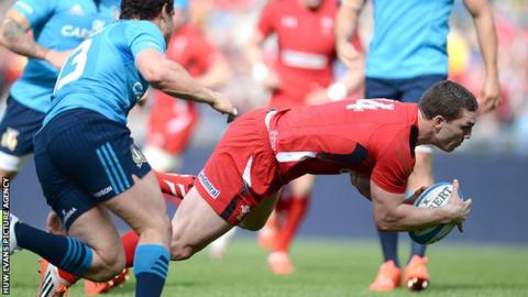 George North scores a try for Wales against Italy in the 2015 Six Nations championship
