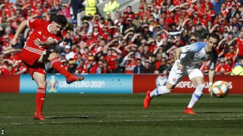 Dan James scores for Wales