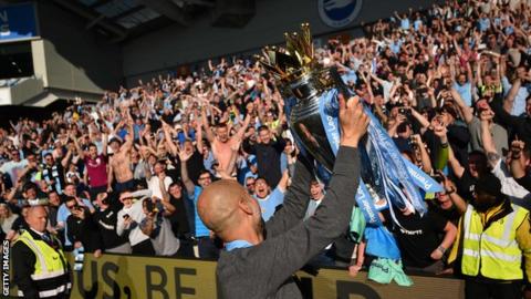 Pep Guardiola celebrates