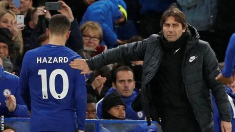 Eden Hazard and Antonio Conte