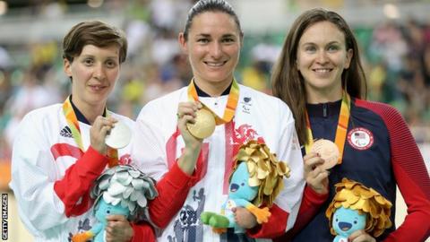 Crystal Lane and Sarah Storey with medals