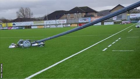 Floodlights at Aberystwyth football club