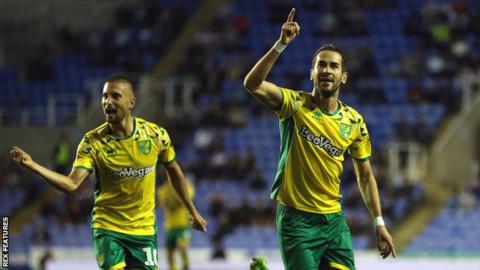 Mario Vrancic (right) celebrates his goal for Norwich