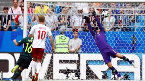 Christian Eriksen puts Denmark ahead against Australia at the World Cup