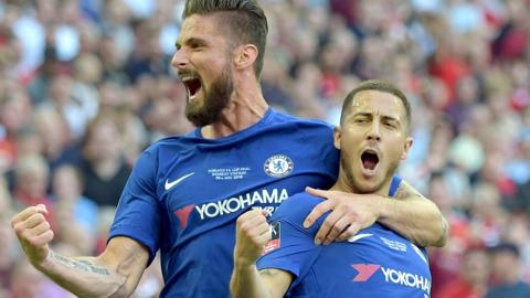 Olivier Giroud and Eden Hazard