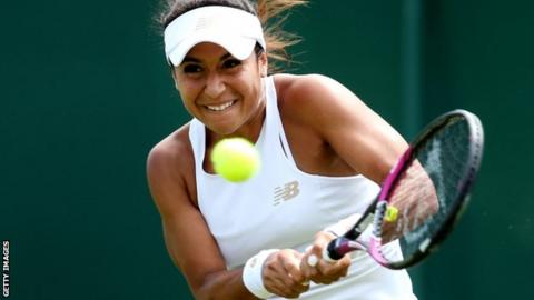 Heather Watson hits a backhand