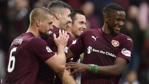 Hearts' Callum Paterson (second from left)