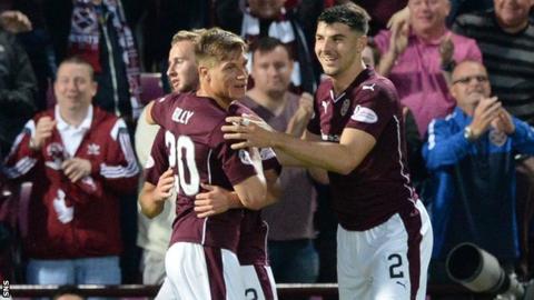 Hearts players celebrating