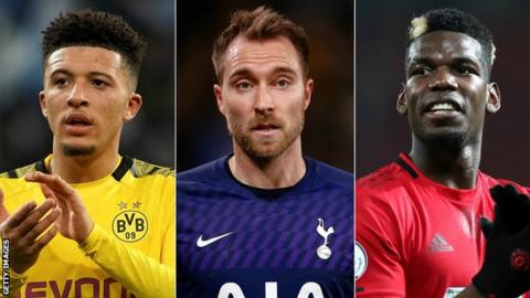 Jadon Sancho, Christian Eriksen, Paul Pogba