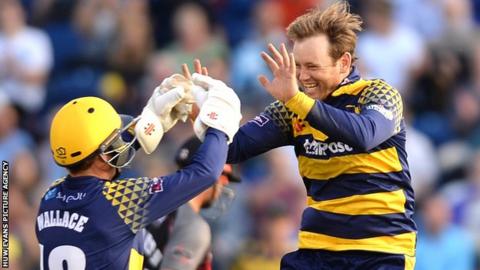 Colin Ingram and Mark Wallace during Glamorgan's T20 Blast campaign in 2016