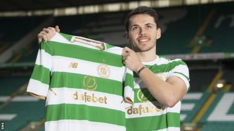 St Mirren winger Lewis Morgan with his Celtic top