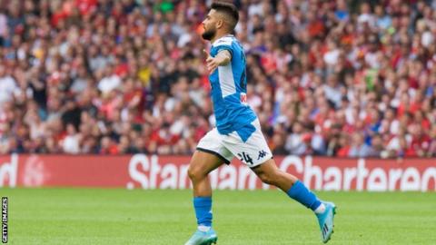 Lorenzo Insigne celebrates scoring for Napoli