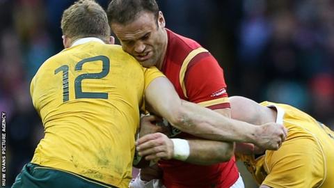 Jamie Roberts in action for Wales against Australia