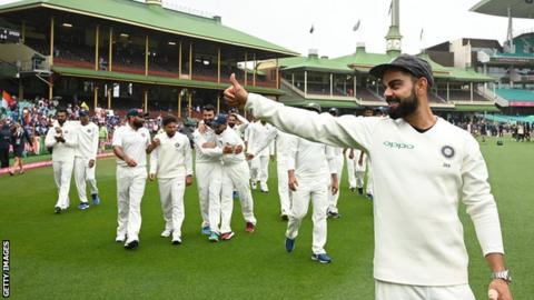 India captain Virat Kohli celebrates with his team